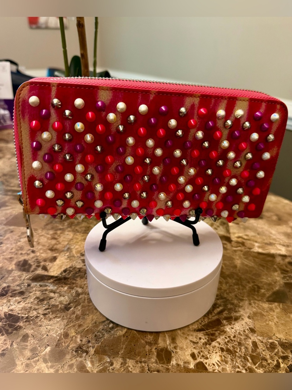 🌺🌸💮 Christian Louboutin Panettone Spiked Zip-Around Long Wallet